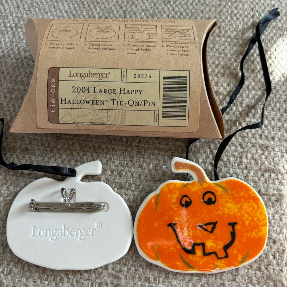 Longaberger 2004 Large Happy Halloween Tie on/Pin